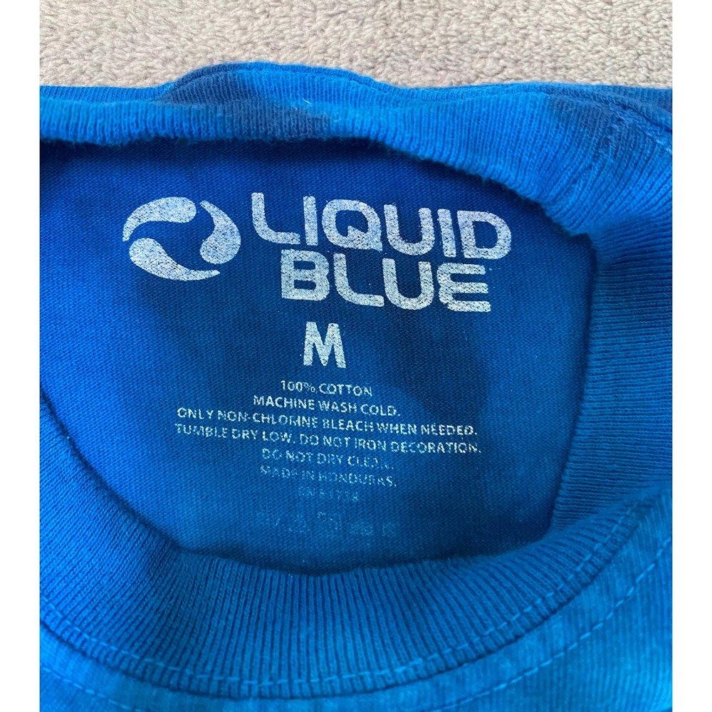 Liquid Blue Mens American Flag Tie Dye T-Shirt Blue Red White Sz M 2002 Vintage - Picture 2 of 8